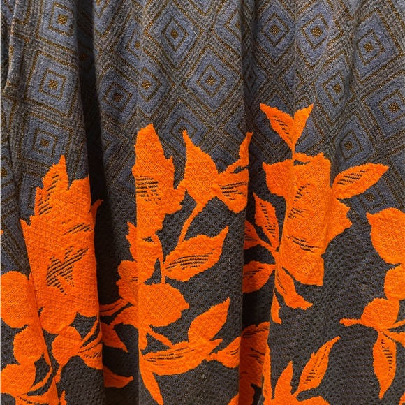 Anthropologie HD in Paris Blue Orange A Line Dress Knee length Large - Picture 3 of 5